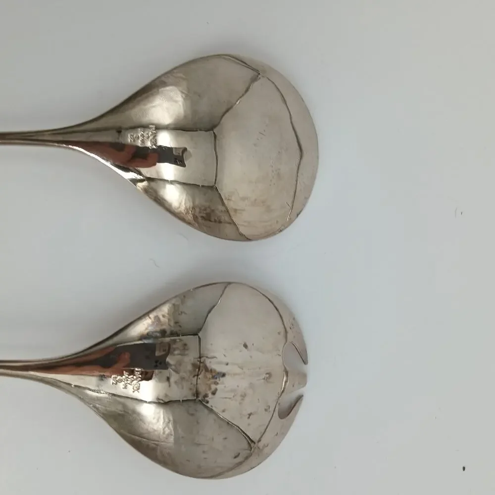 2X RARE Dansk Torun Silver Plate Salad Server Set Flatware
